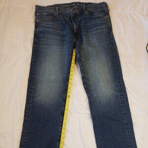 Men's American Eagle Jeans 38x32 AE EasyFlex Original Straight Jean Simply Dark